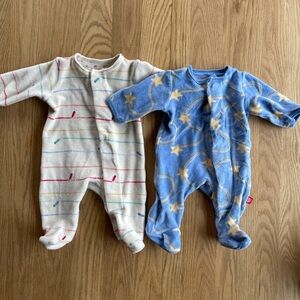 Two magnetic me magneticme velour newborn nb onesie sleepers